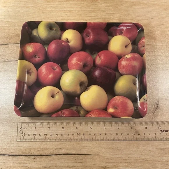 Starbucks Coffee Apple design Fruit Cheese Serving Tray plate 9"x7” Ceramic - Picture 3 of 6